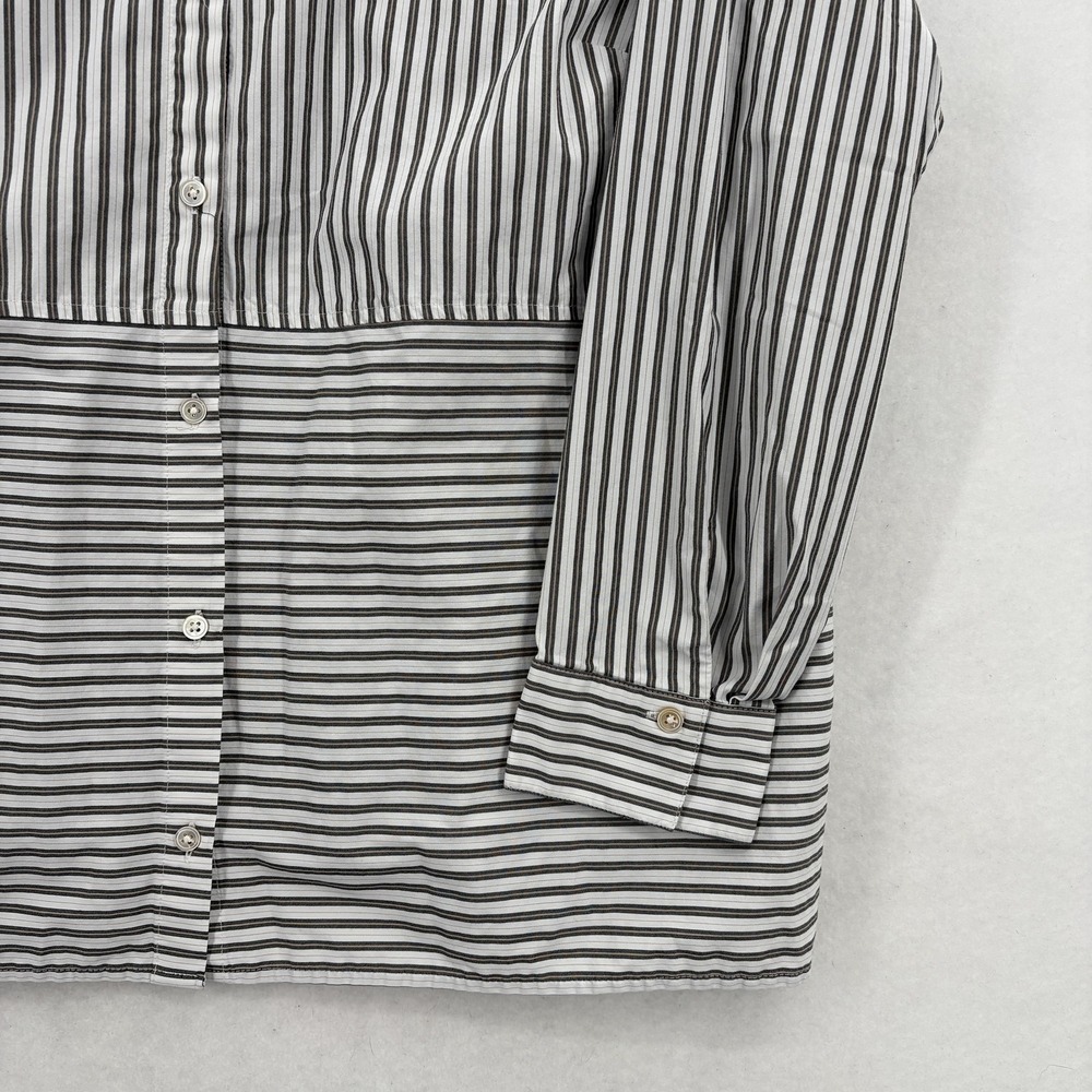 J Jill Shirt Womens 2X Black White Stripe Button Front Tunic Stretch Nautical - Picture 3 of 13
